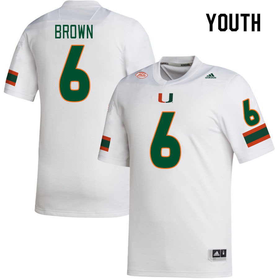 Youth #6 Damari Brown Miami Hurricanes College Football Jerseys Stitched Sale-White - Click Image to Close